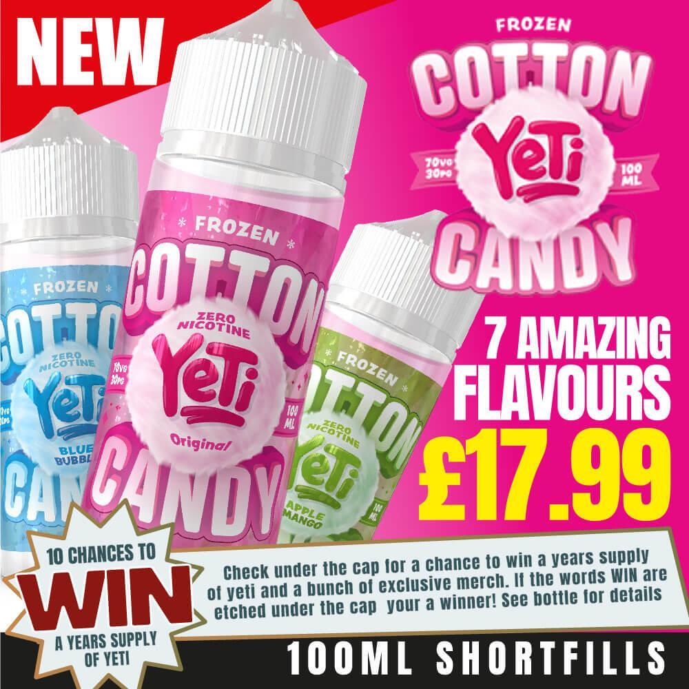 Yeti Cotton Candy Frozen Blue Bubble 0mg 100ml Shortfill
